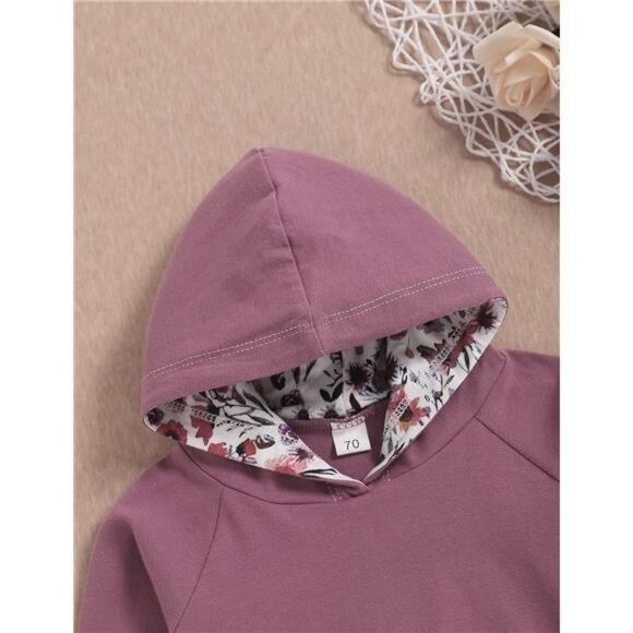 Baby Girl Fall Hoodie Tops Floral Pant with Cute Headband Baby Girl‎ Dresses - Picture 3 of 6